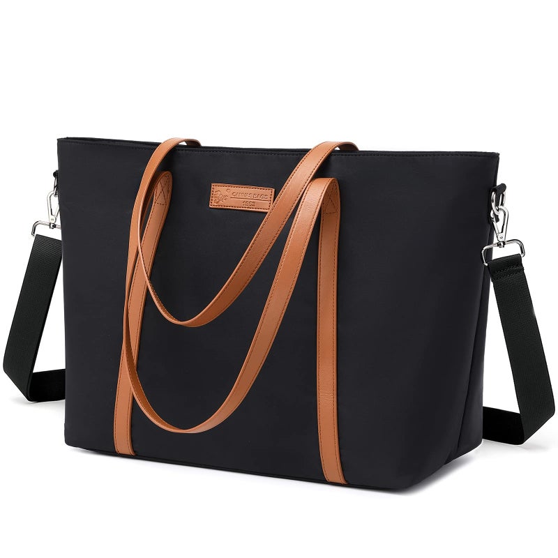 BUG Lightweight Women Laptop Tote Bag for Work, Casual Handbag for Travel Beach College Teacher Black - Image 2